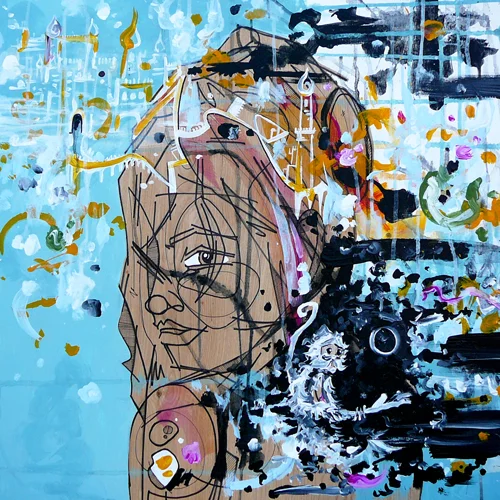 Kingdom Of Eyes > 24x24 inch Acrylic Painting on wood