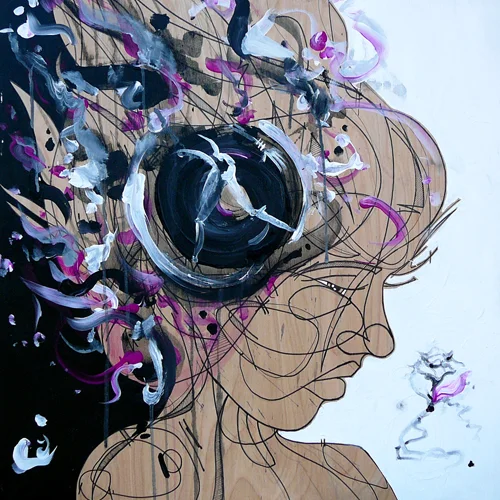 Growing Goodbye > 24x24 inch Acrylic Painting on wood