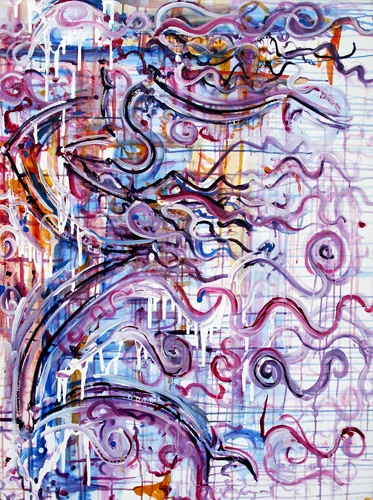 Strings Of Elation > 36x48 inch Acrylic Painting on canvas