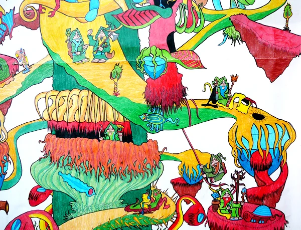 12.7.12 > VII > Winding Round The Tree > Highschool Classics > Colored Pencil on paper > NOT AVAILABLE FOR PURCHASE