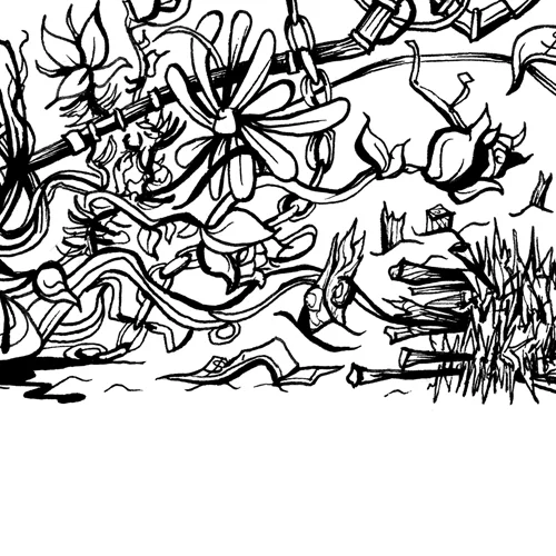 2.9.17 > Dead Flowers > Pen Drawing on paper > NOT AVAILABLE FOR PURCHASE