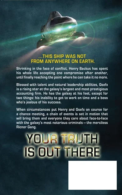 Back cover for Your Truth is Out There. Art by Stephen Youll. Design by Jamie Youll