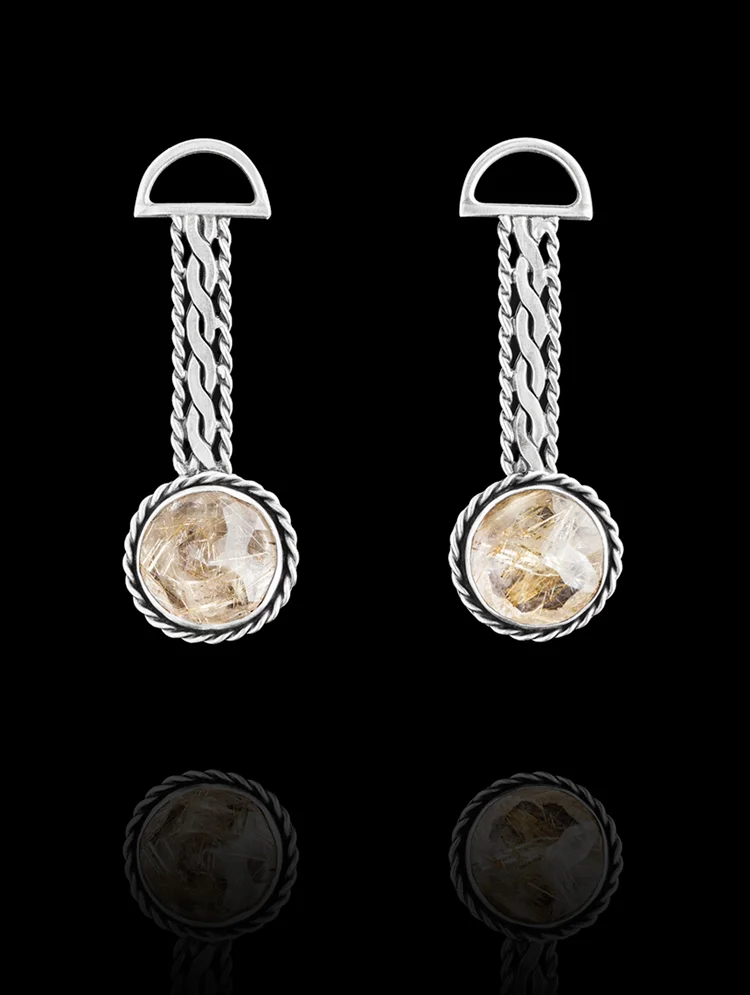 F02- Filigree Rutilated Quartz Earrings