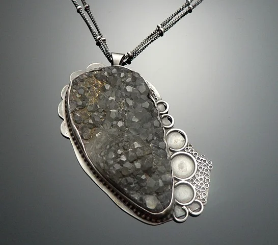 Grey Quartz with Pyrite Necklace