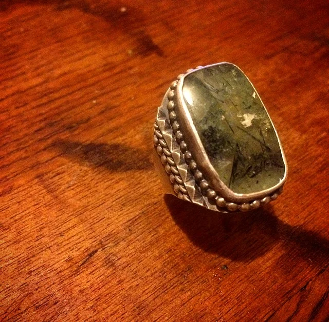 Prehnite and Sterling Ring