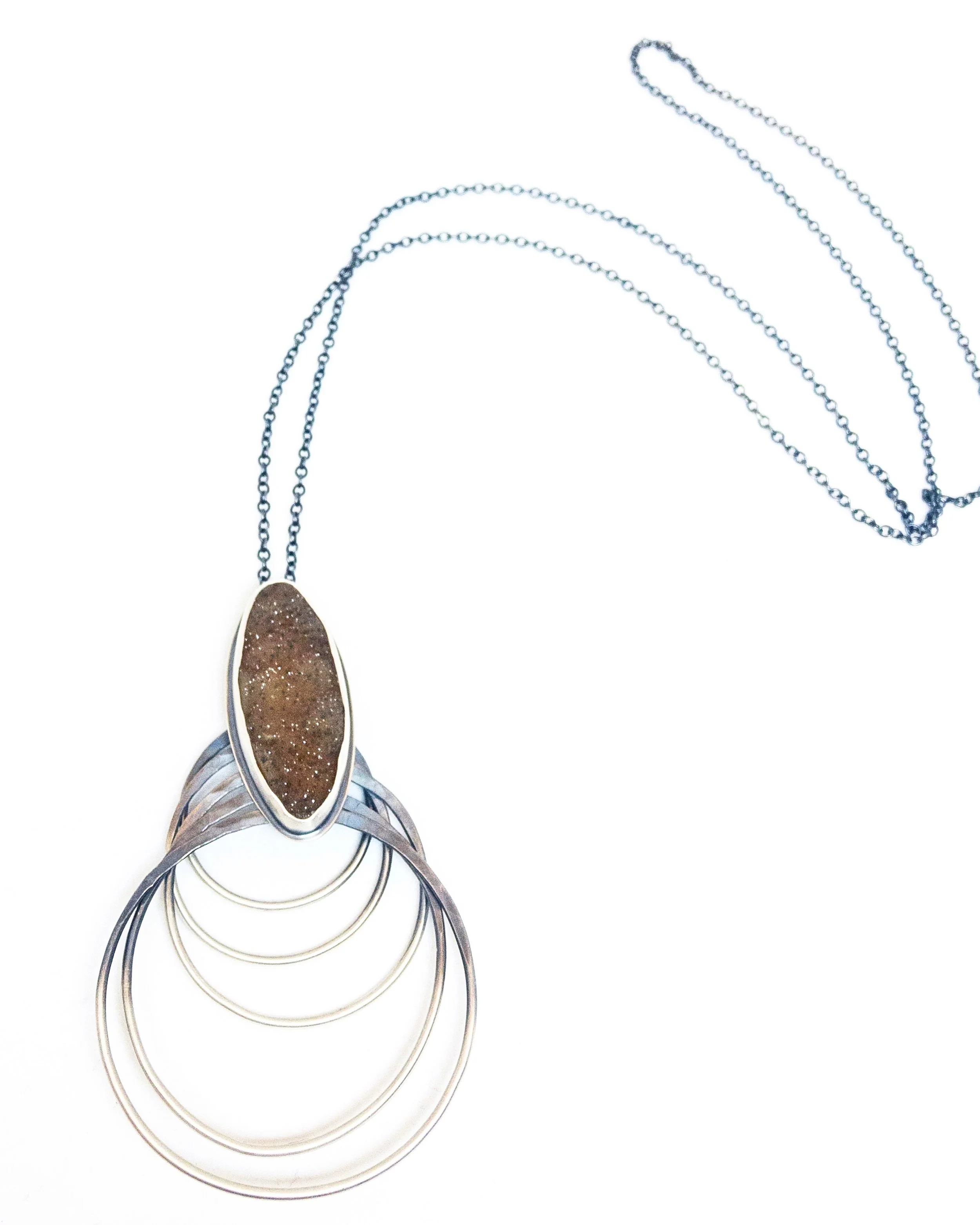 Tan Druzy Ring Necklace