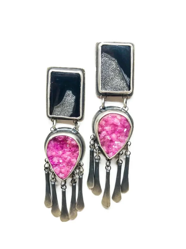 Onyx/Cobalt Calcite Earrings 