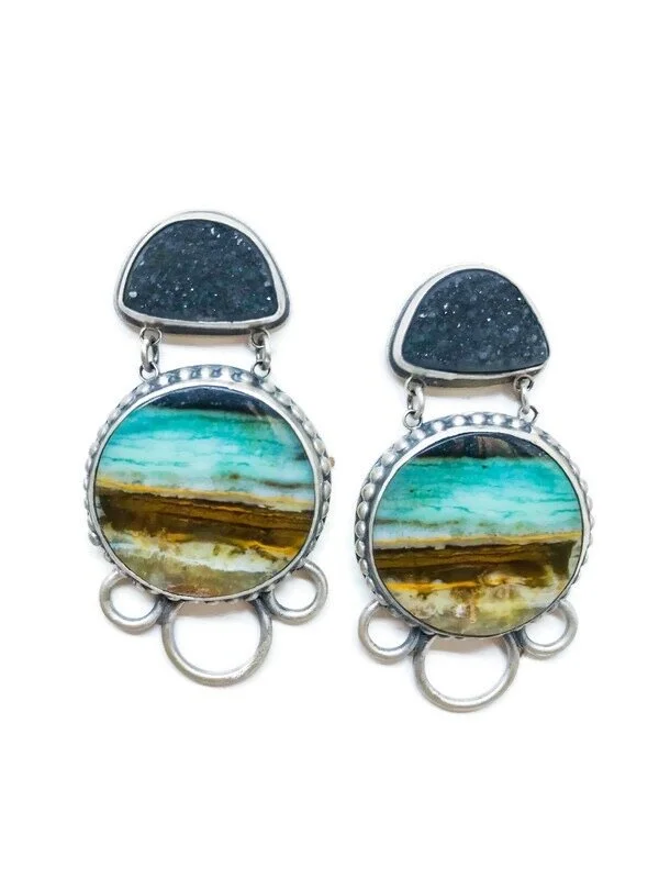 Druzy/opalized wood earrings 