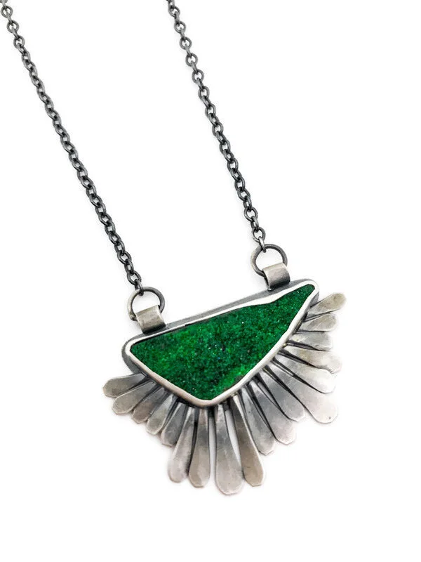Uvarovite Feather Necklace