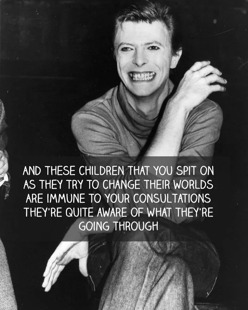 &ldquo;And these children that you spit on 
as they try to change their worlds 
are immune to your consultations. 
They&rsquo;re quite aware of what 
they&rsquo;re going through...&rdquo; -

- David Bowie

#kzt #davidbowie