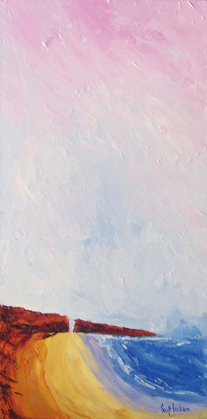 This is a beautiful little painting of a favourite beach of ours just south of Crescent Head. Its called locally "Sunset".I have spent many years swiming, surfing and fishing at this spot Title " The Gap " 60cm x 30cm, oil on board, ready to hang. $320aud