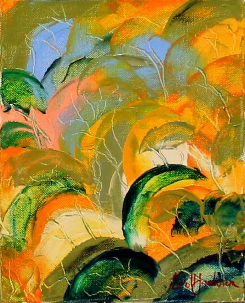 This oil on canvas painting is on o a small series I did focusing on the treetops of The Australian bush. Title Little Treetops II 25cm x 20cm Oil on canvas, ready to hang, $90aud
