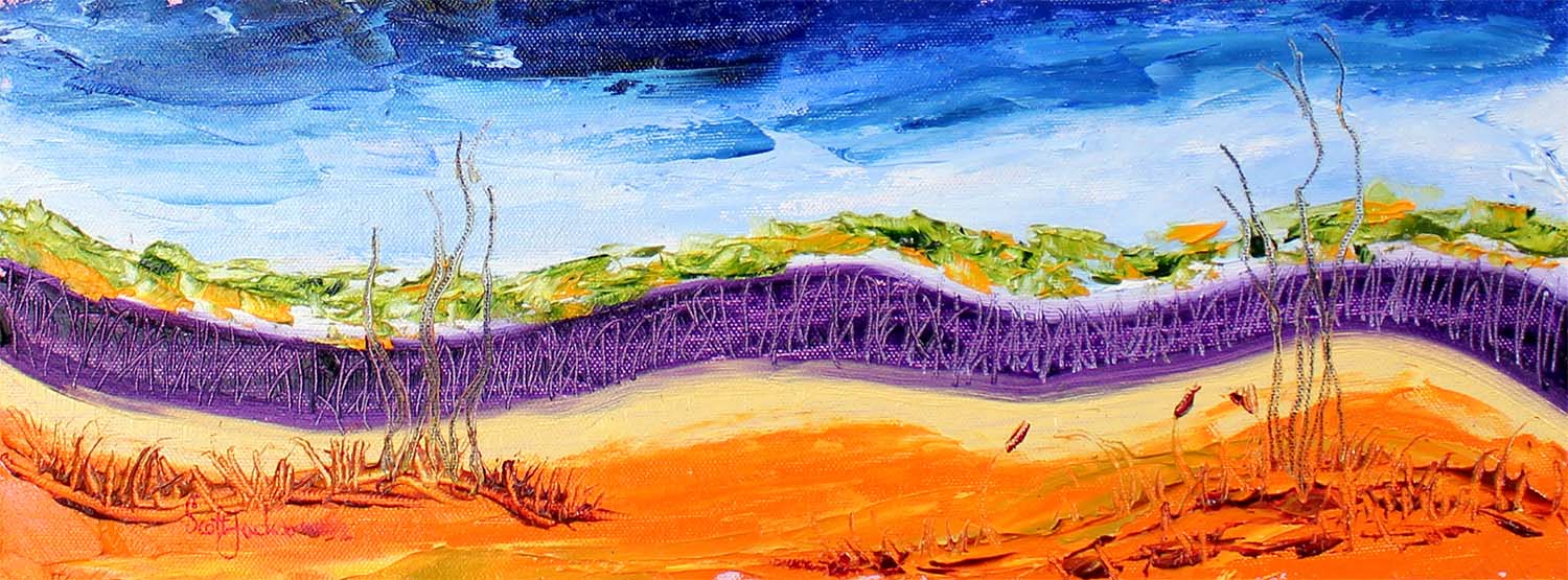 A small study I did for a much larger commissioned work ...a great theme and colour mix... Title " Study 1 for Treelines and Earth 2 ", on canvas on board, framed, Sold August 2015