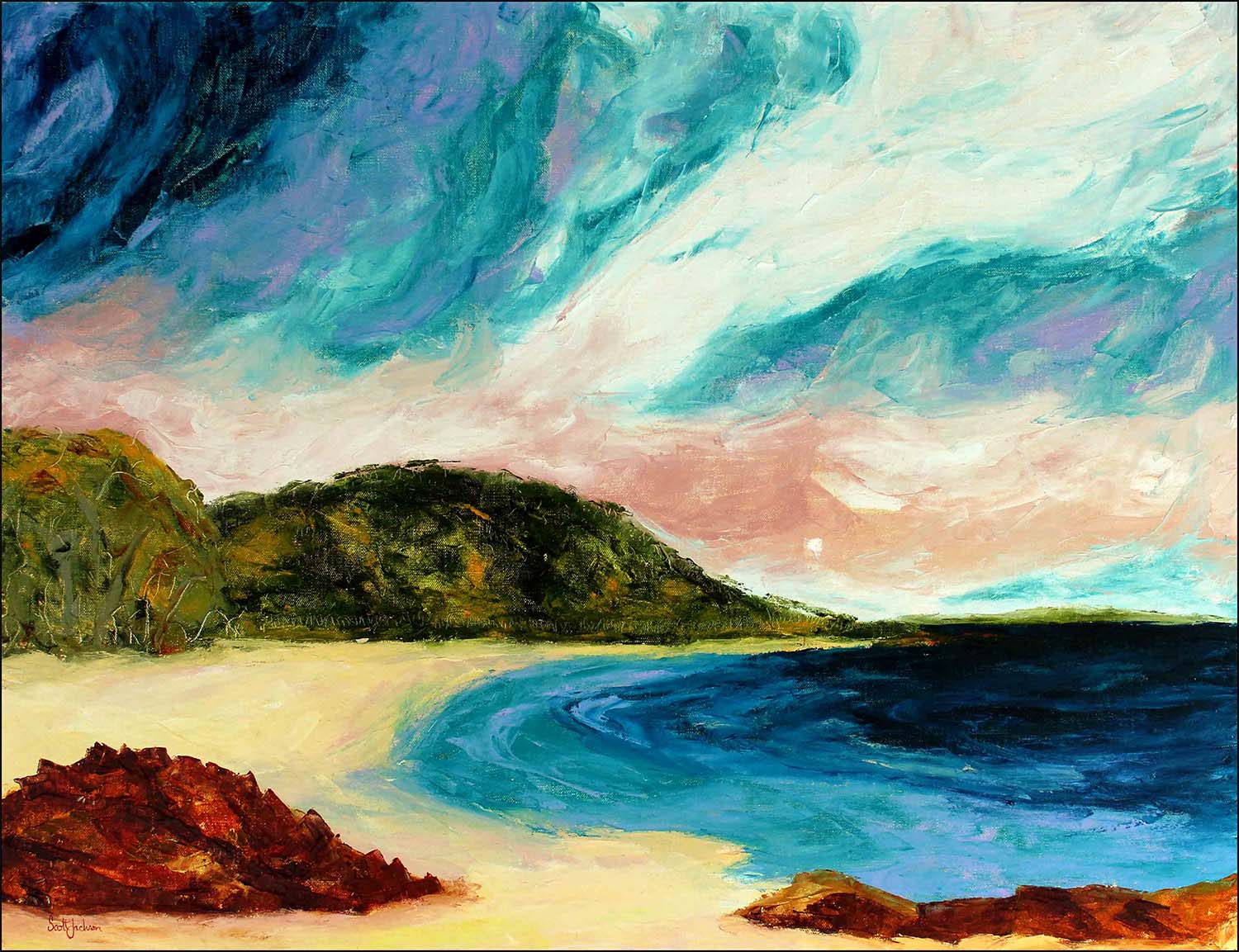 I was inspired to paint this dramatic skyscape after camping at Jervis Bay on the south coast of NSW. ..watching storms over the ocean is always fascinating and I have spent a lot of time doing it ..great to see ! Title " Wild Sky Over The Bay ", ref 0617, oil on linen, 91 cm x 122 cm, ready to hang, $1690 AUD