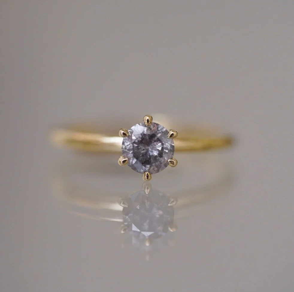 72ct brilliant cut salt and pepper diamond ring 6 prong setting EMI GRANNIS