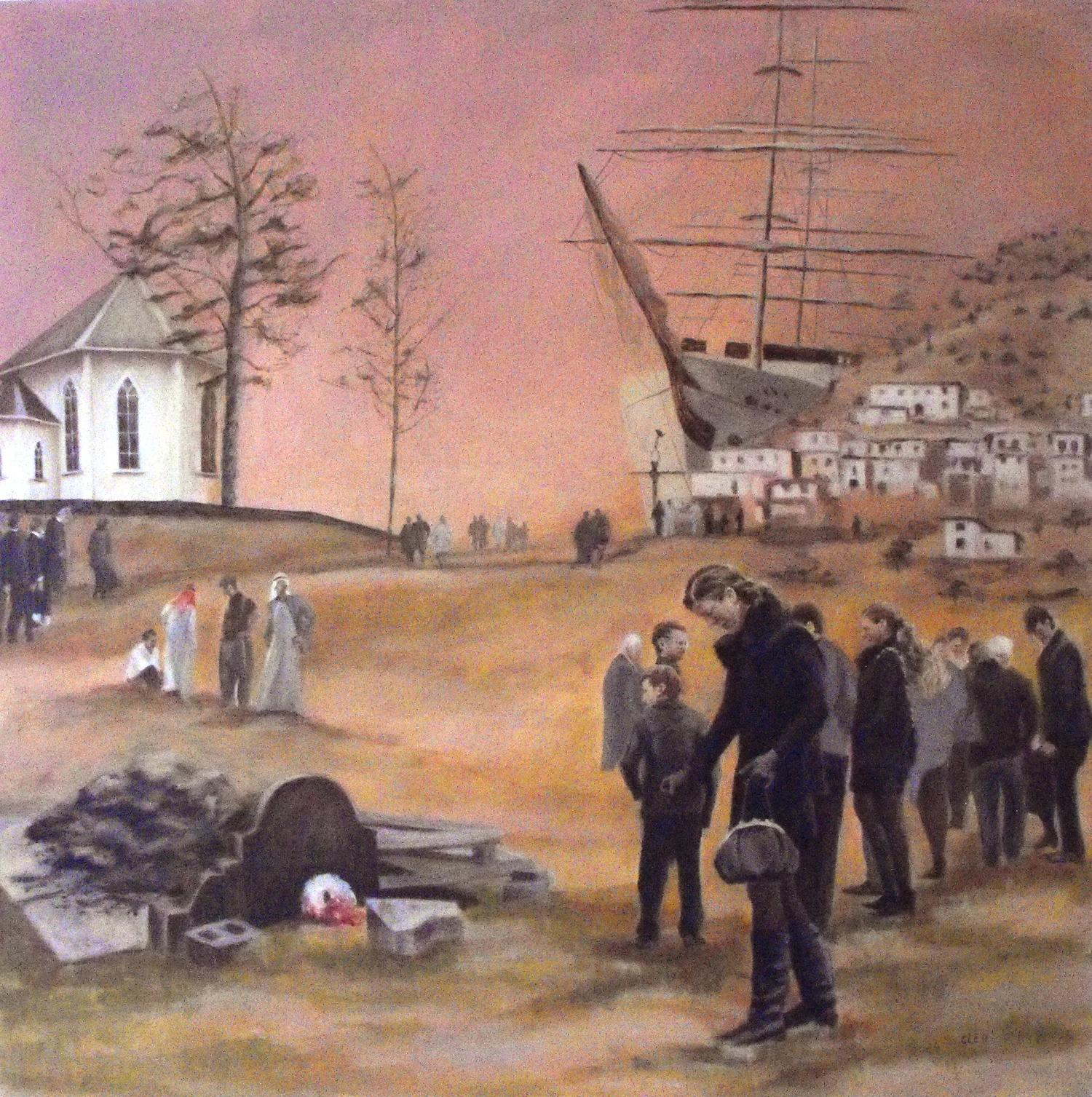 "Procession IV. En bondebegravelse", Oil on canvas, 100x100, 2010