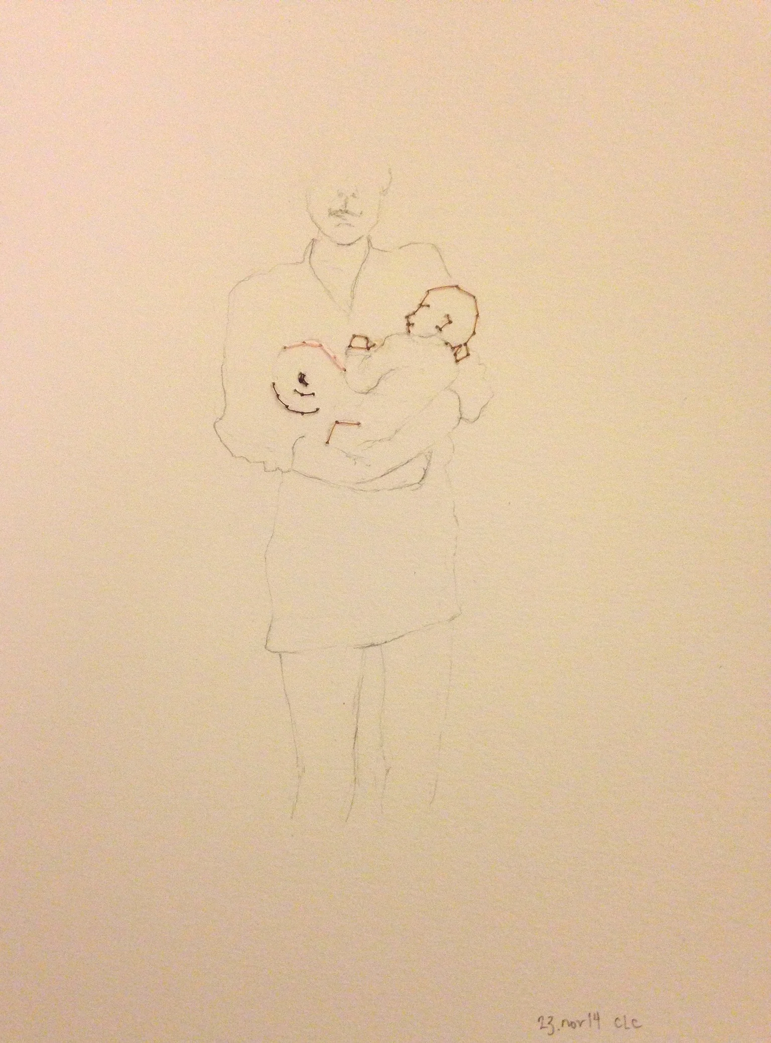 81/365. Hand stiching on drawing