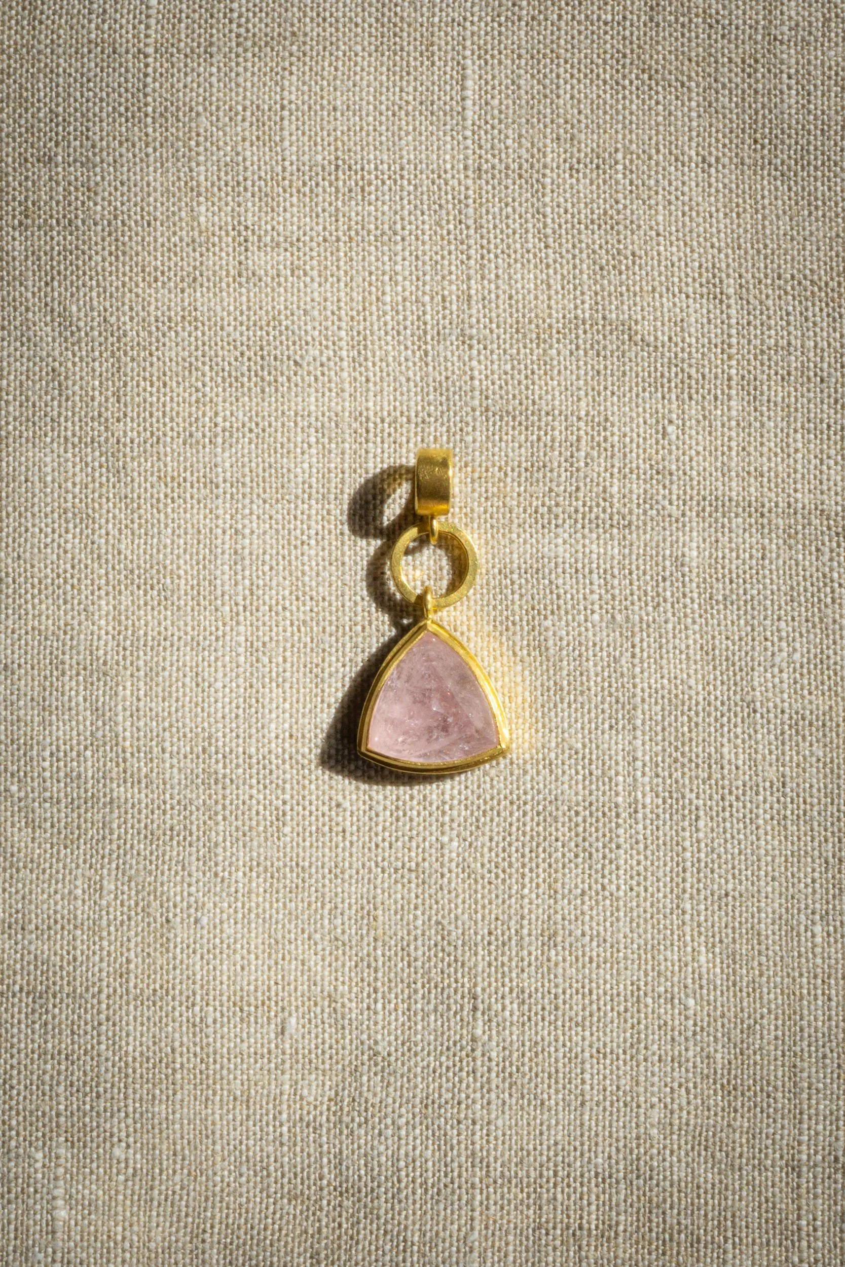 Halo Charm with Morganite in 22k gold and morganite.