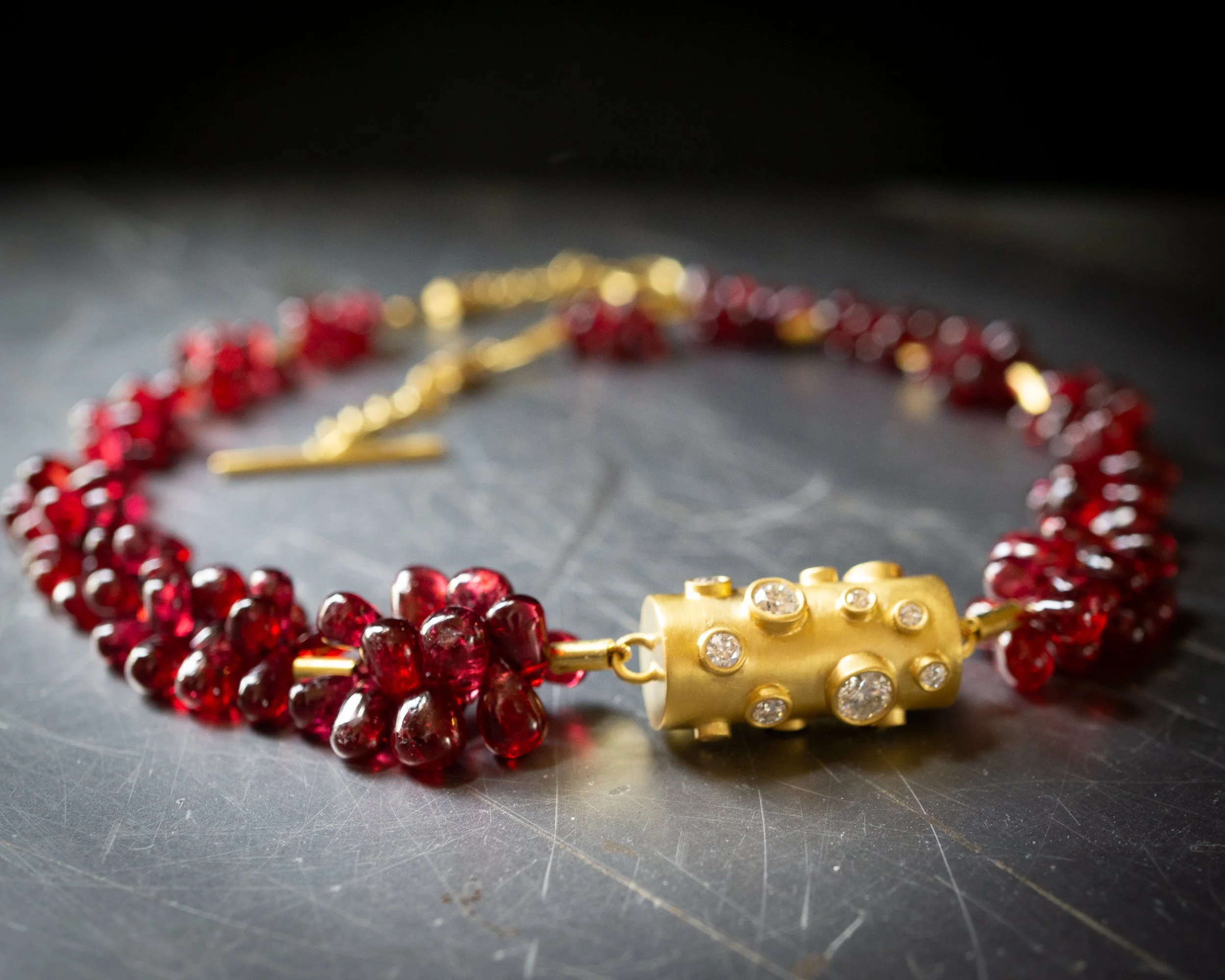 Tears of Aphrodite, Variation on a Theme No. 3 in 22k gold, spinel, and diamond.