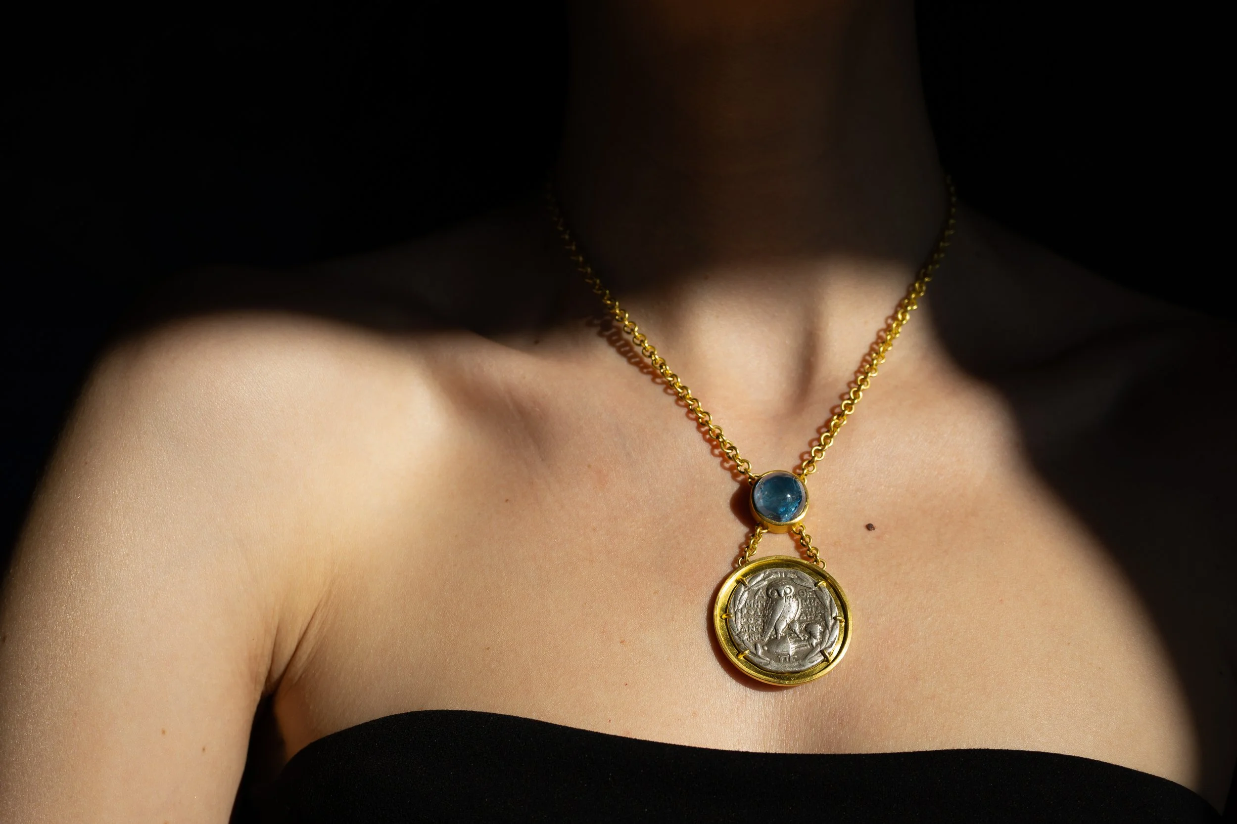 Aegean Necklace on the body.