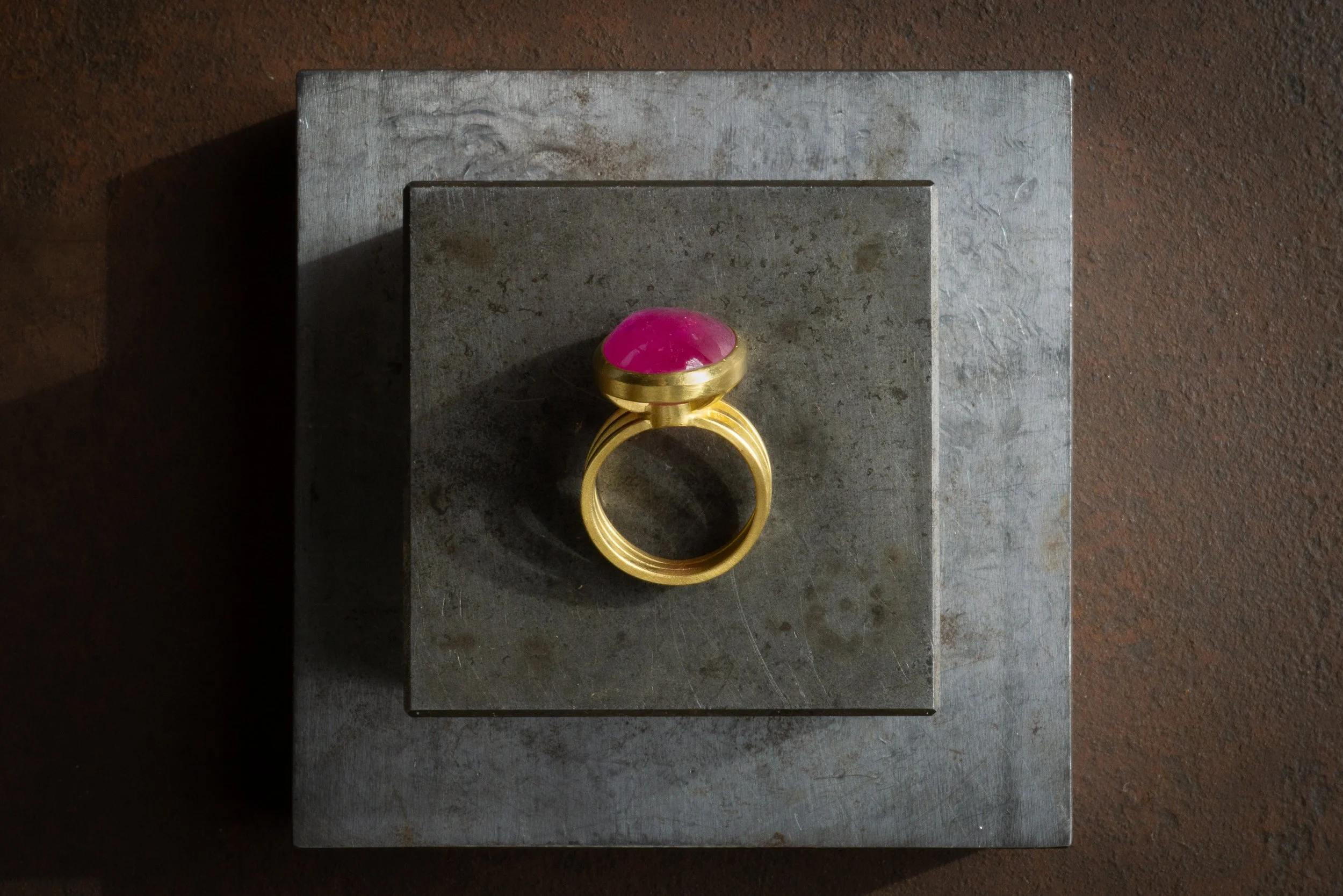 The Anahata Ring, in 22k gold and Burma ruby.