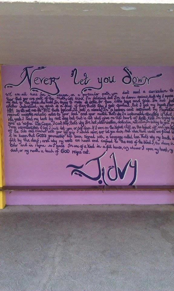 Man I'm speechless...I hoped on IG this morning and came across this post from @littlemissii, my homegirl and teacher from Ennis county Clare, Republic of #Ireland. Amanda worked with her 6th grade students on an art project and they decided to paint a mural of my poem from #NeverLetMeDown. I'm beyond moved by the beautiful art and gesture. I'm so inspired by their kindness, skill, and hard work. MUCH LOVE IRELAND!!! THANK YOU!!!