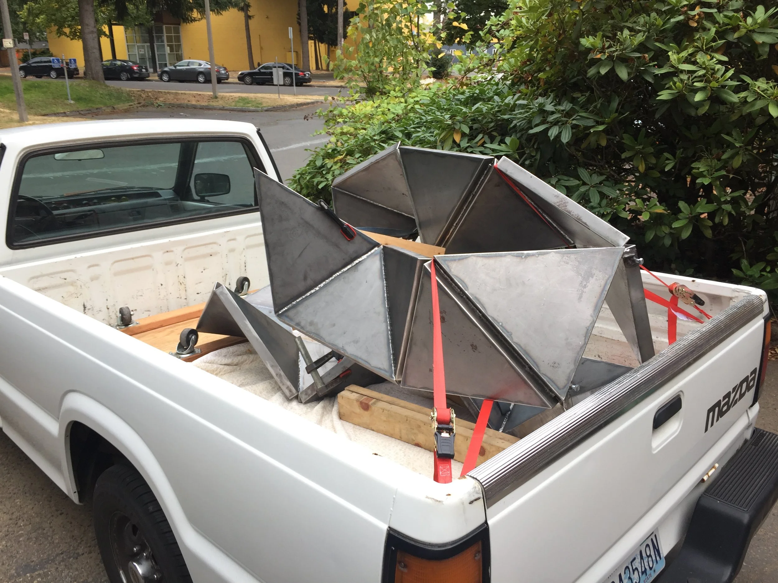 All trussed up for the trip to the powder coater