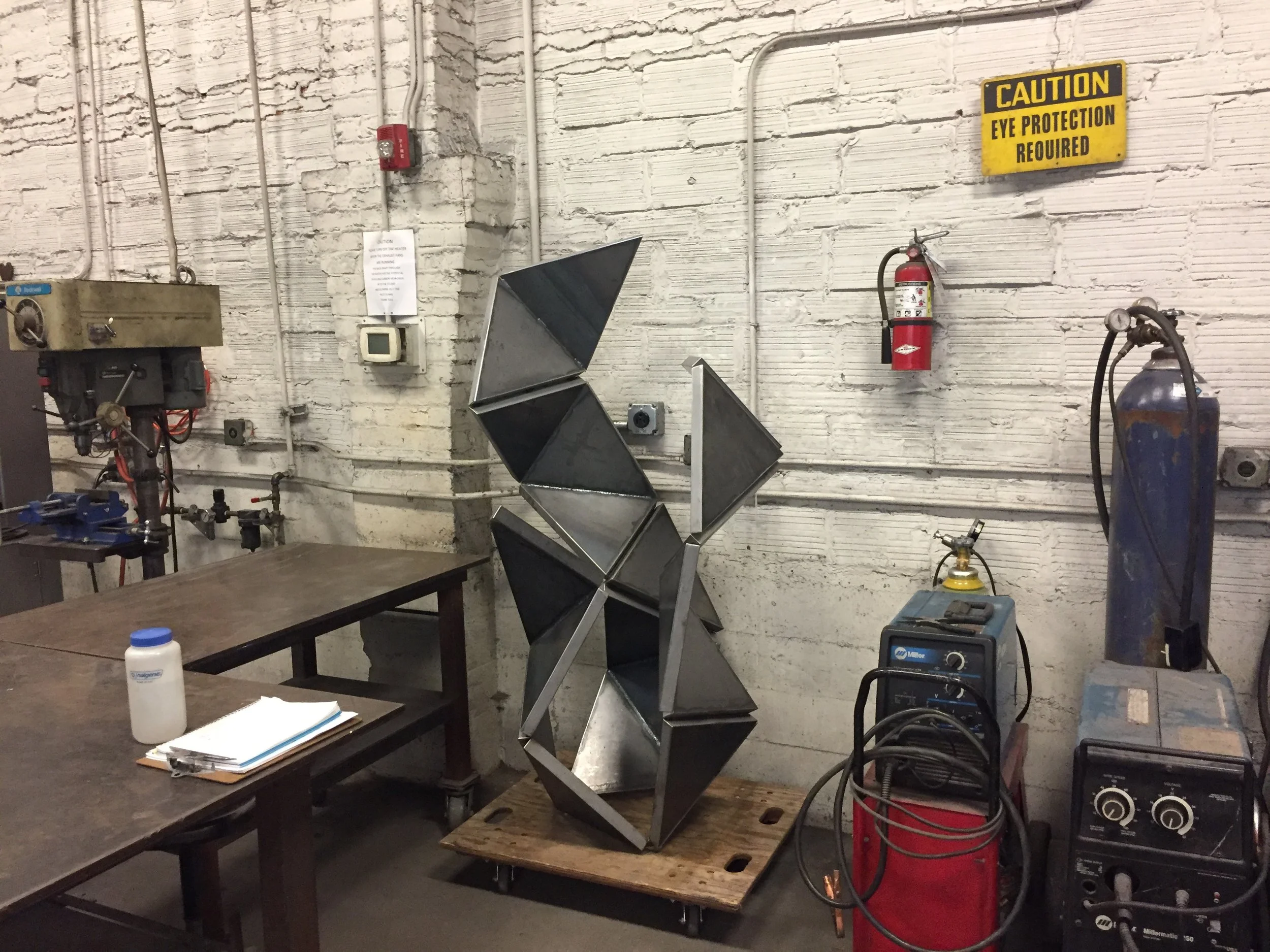 All tack welded together and upright again