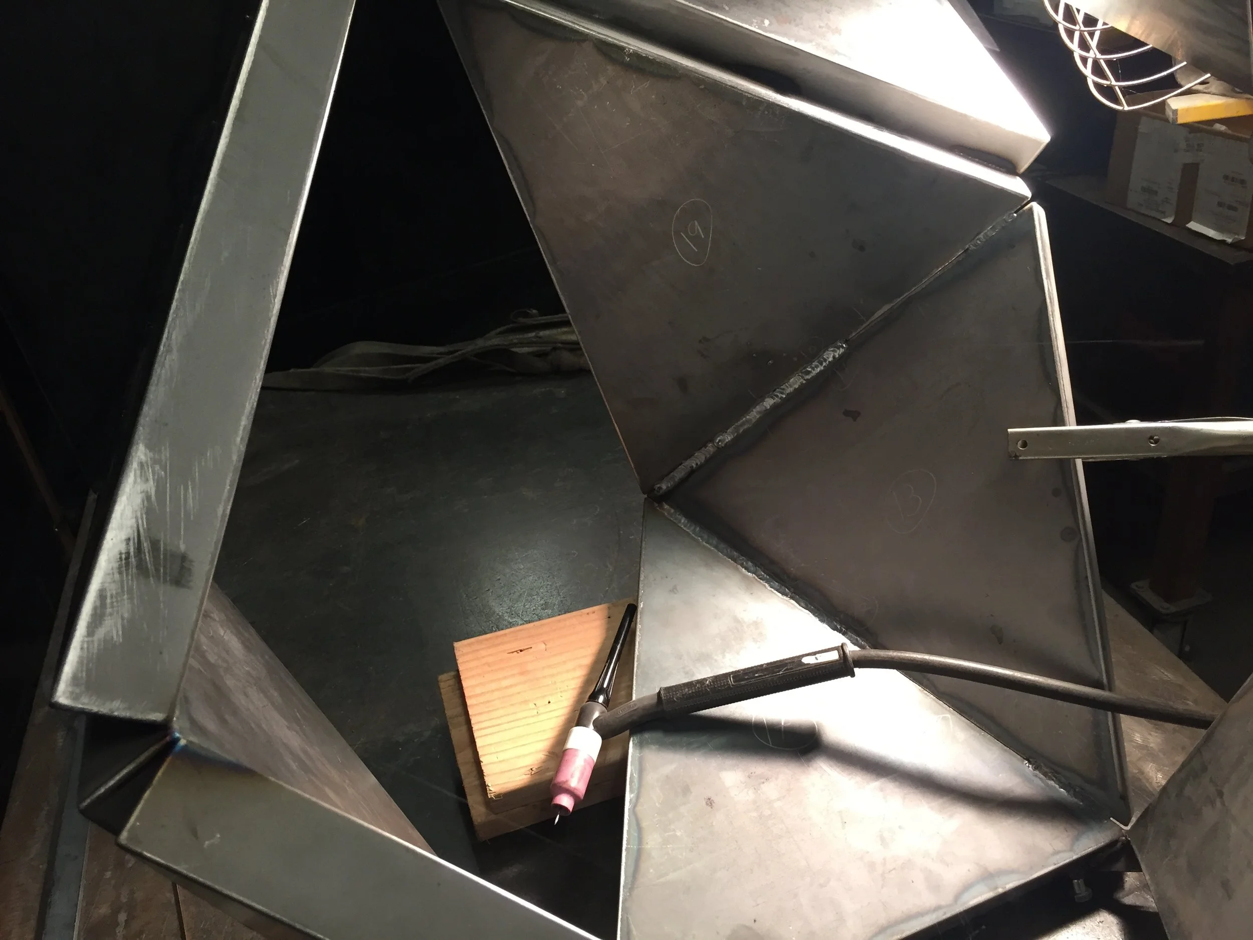 The first six interior welds...hard to get to and hot...like working in an oven