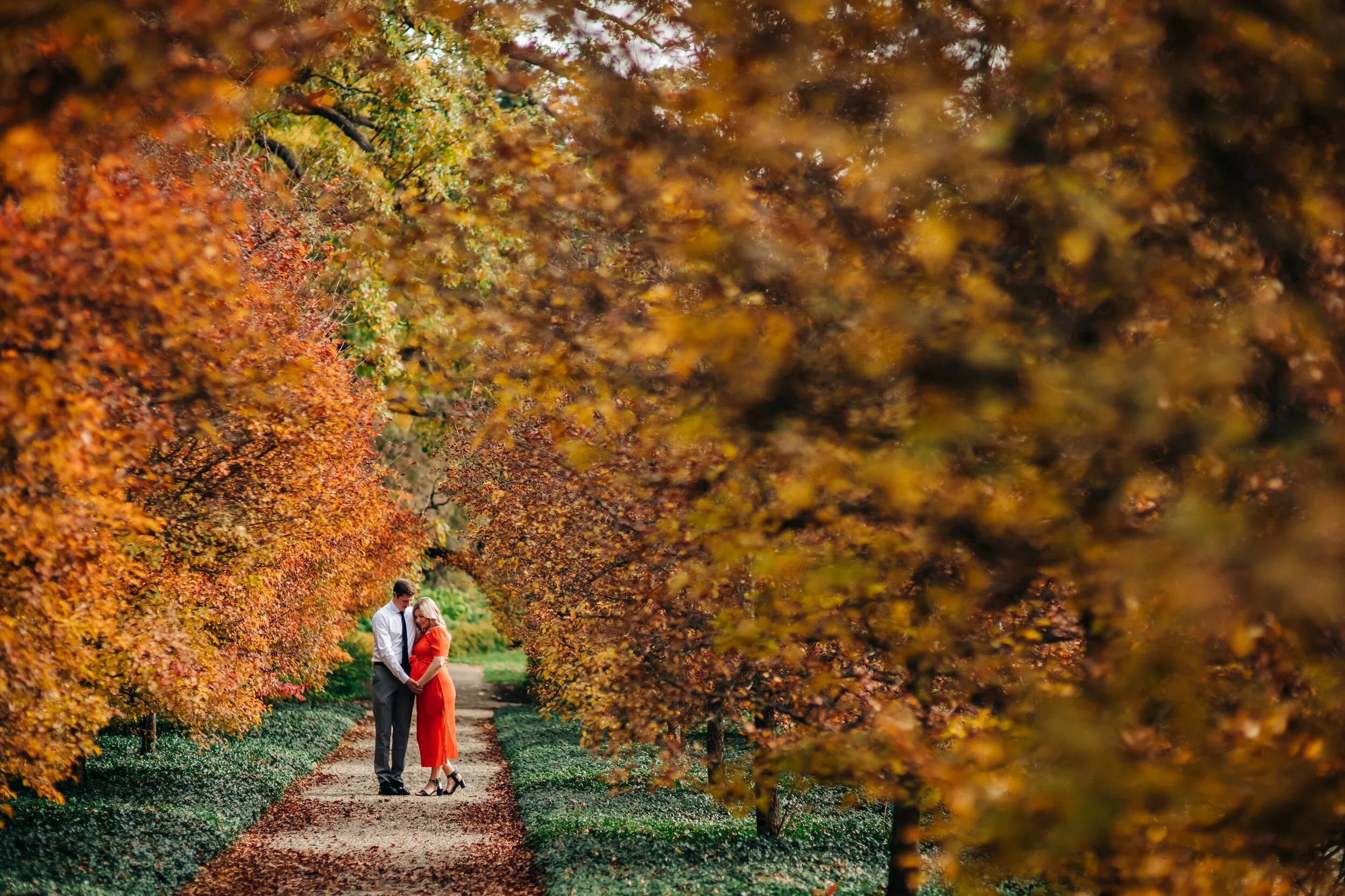  Fall maternity outdoor nature photo session of Drew and Matt at For-Mar Nature Preserve in Genesee Township and Applewood Estate in Flint, Michigan by Pop Mod Photo photographers Ryan Garza and Courtney Simpson. 