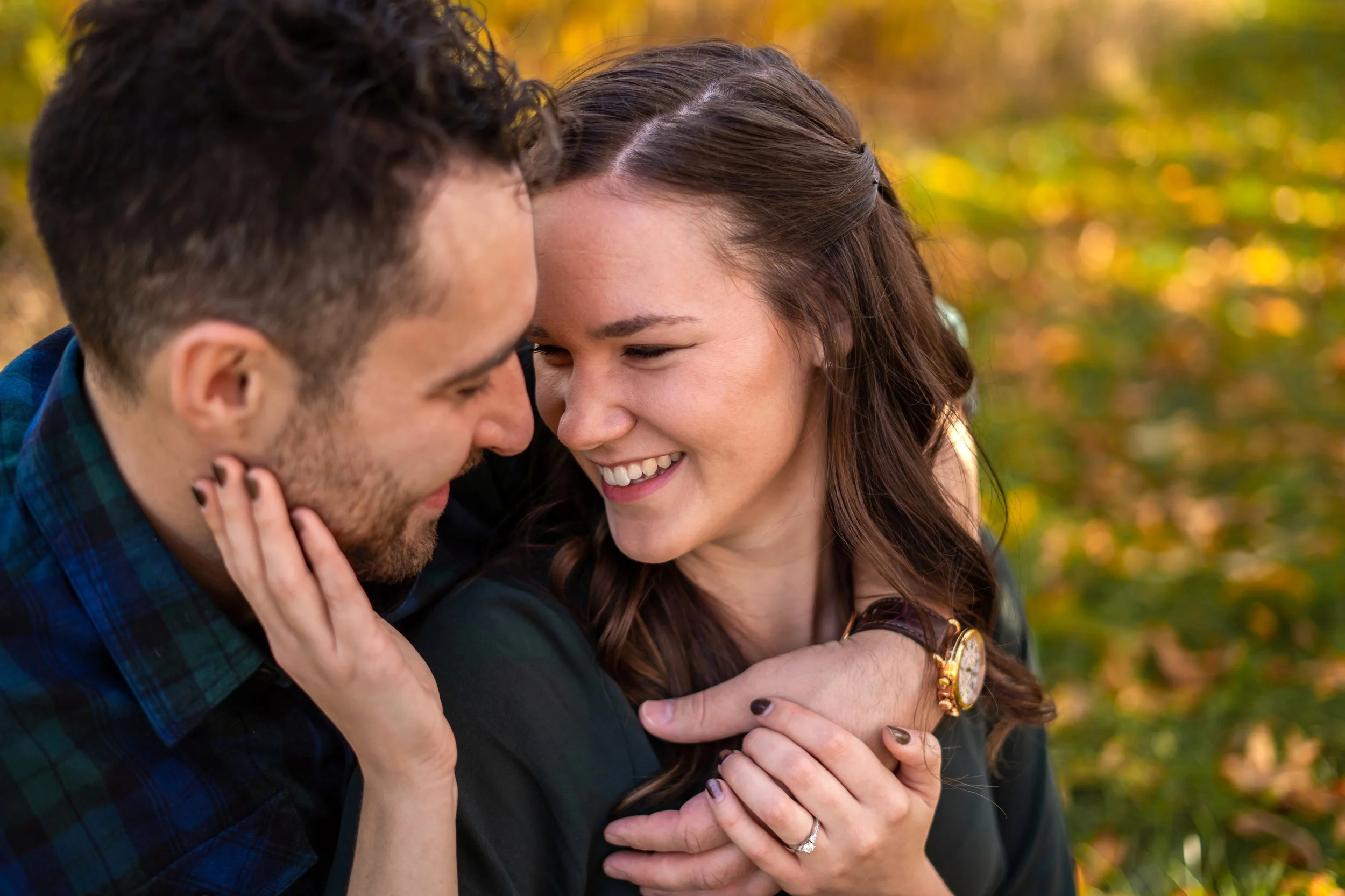  Fall color Michigan engagement session of Megan and Joe at Spicer Orchards Farm in Fenton, Michigan by Pop Mod Photo wedding photographers Ryan Garza and Courtney Simpson.  