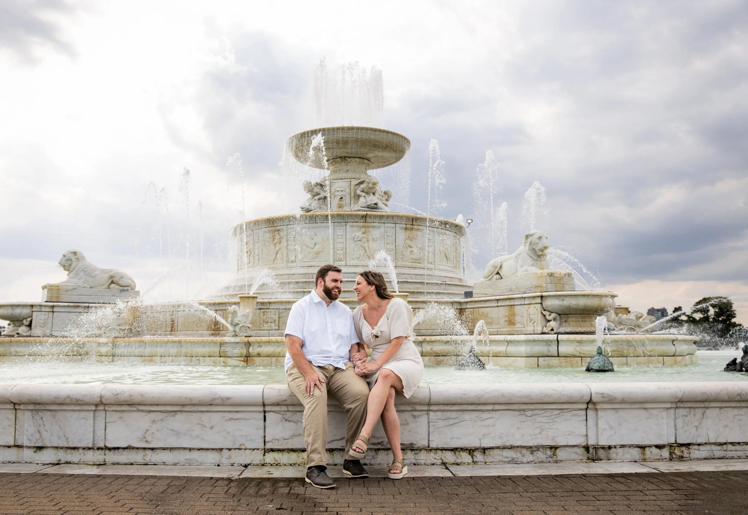  Nichole and Blake celebrated their outdoor summer engagement session at Belle Isle in Detroit, Michigan and were photographed by Pop Mod Photo wedding photographers Courtney Simpson and Ryan Garza. 