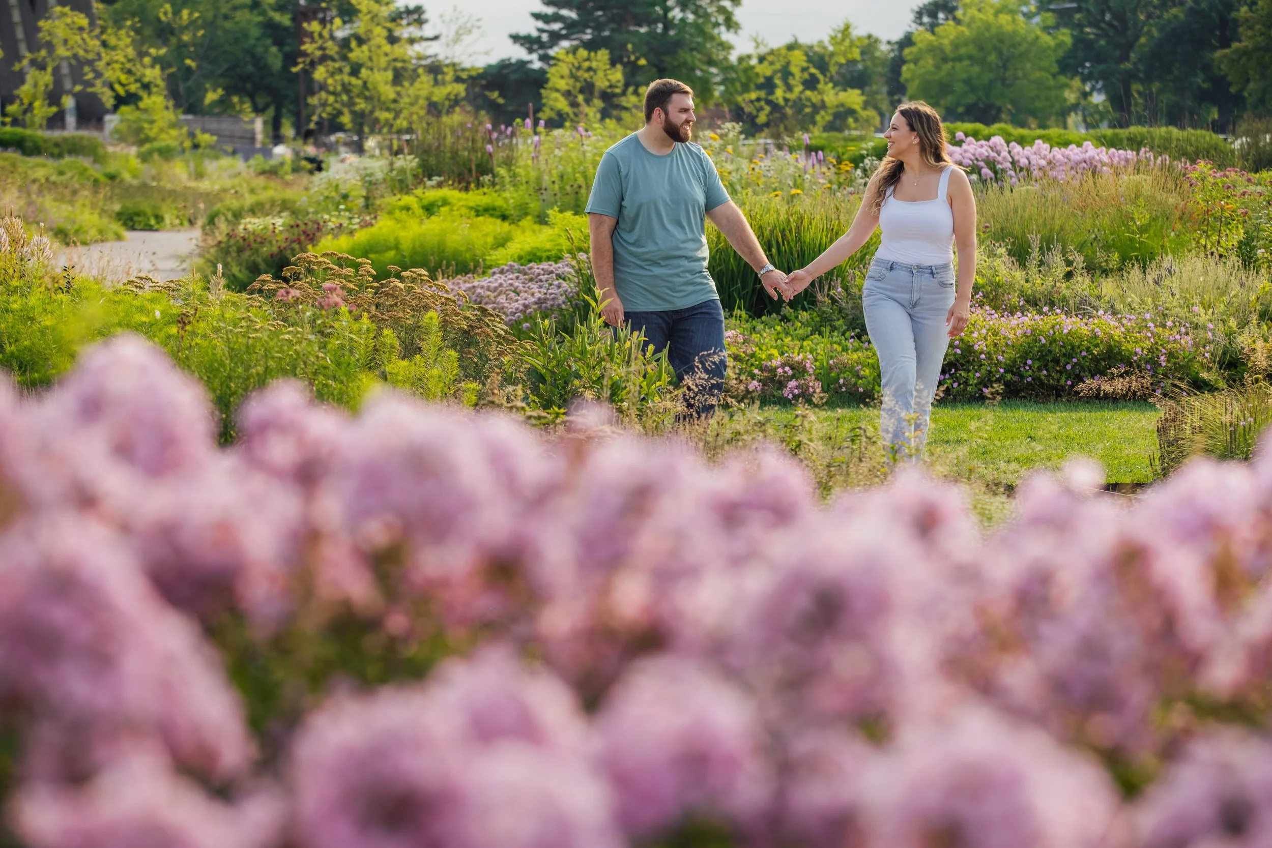  Nichole and Blake celebrated their outdoor summer engagement session at Belle Isle in Detroit, Michigan and were photographed by Pop Mod Photo wedding photographers Courtney Simpson and Ryan Garza. 