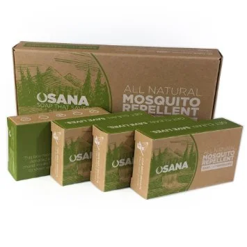 All Natural Mosquito Repellant Soap: Osana believes mosquito related deaths are preventable & donates 1 of every 4 bars produced to those threatened by malaria.