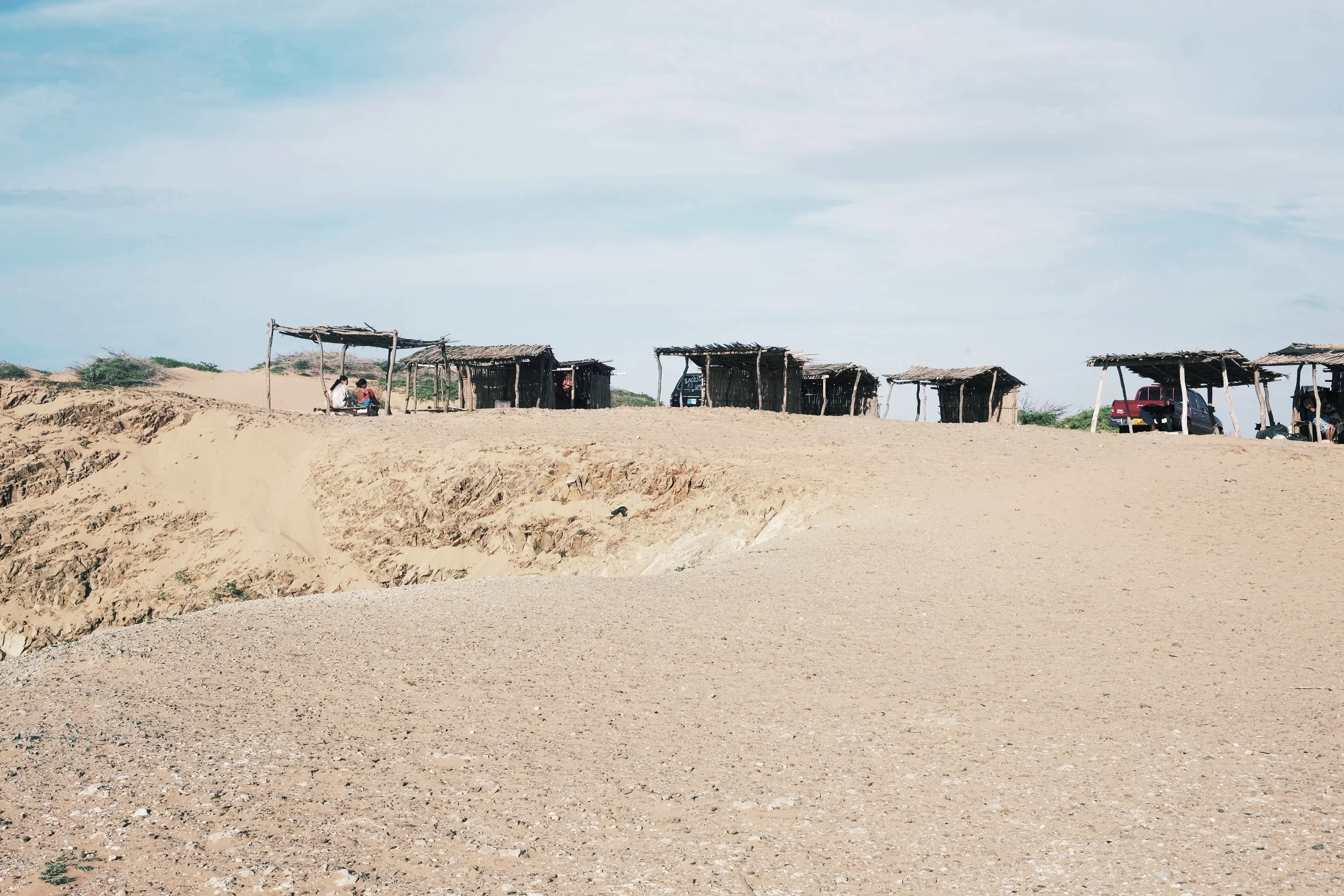Huts in the desert.