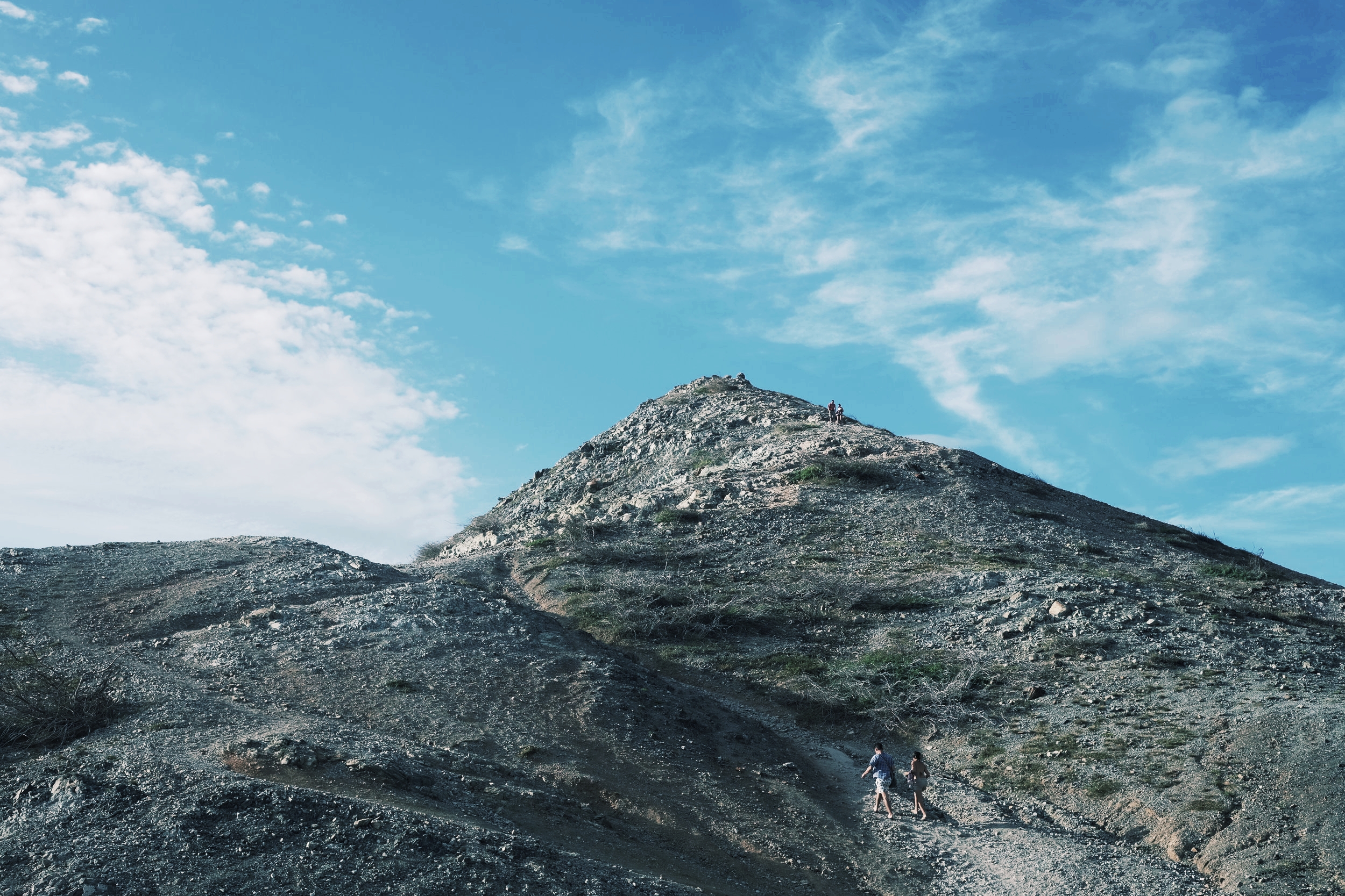 Climbing the hill.