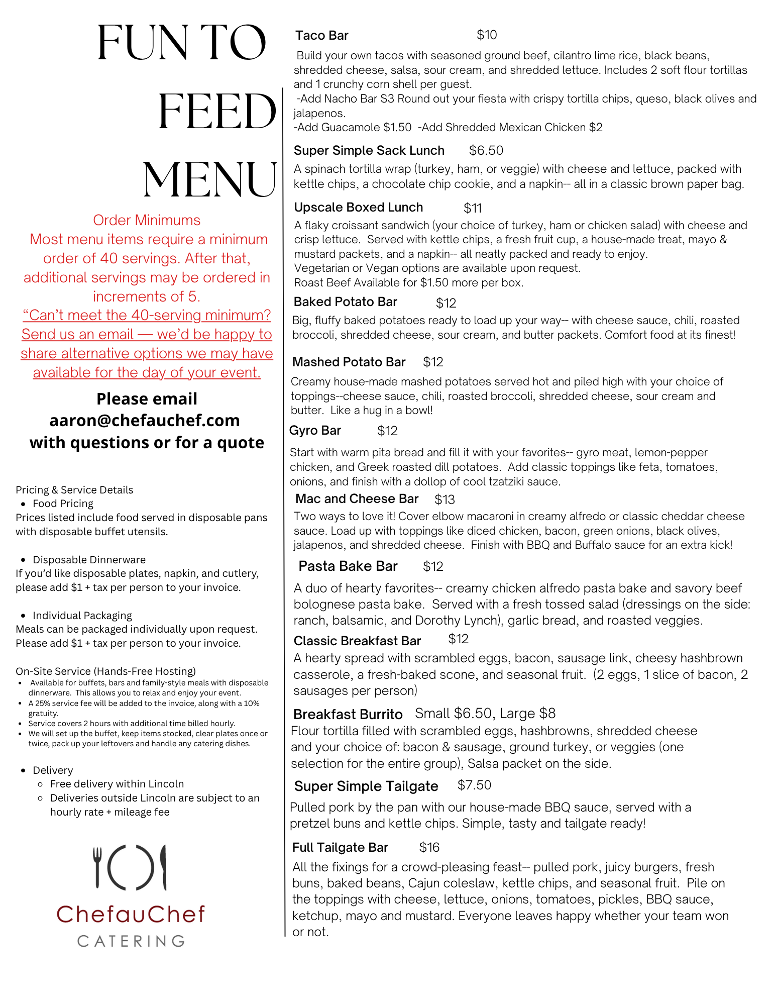 Simple Buffet List