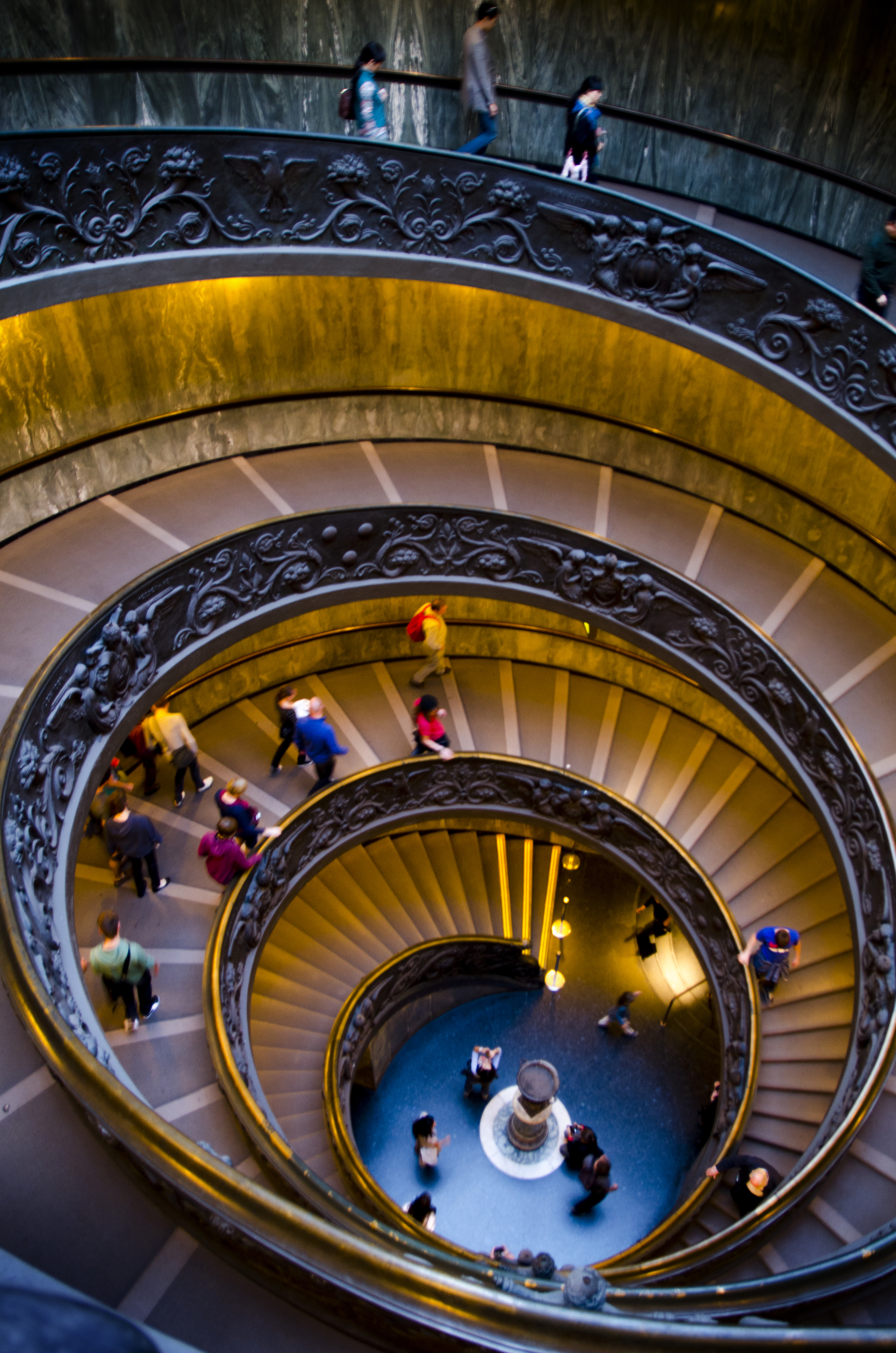  This winding path&nbsp;leads to the exit of the Vatican Museums,&nbsp;spiraling&nbsp;downwards on a shallow slope, causing patrons to tread carefully on the steps. 