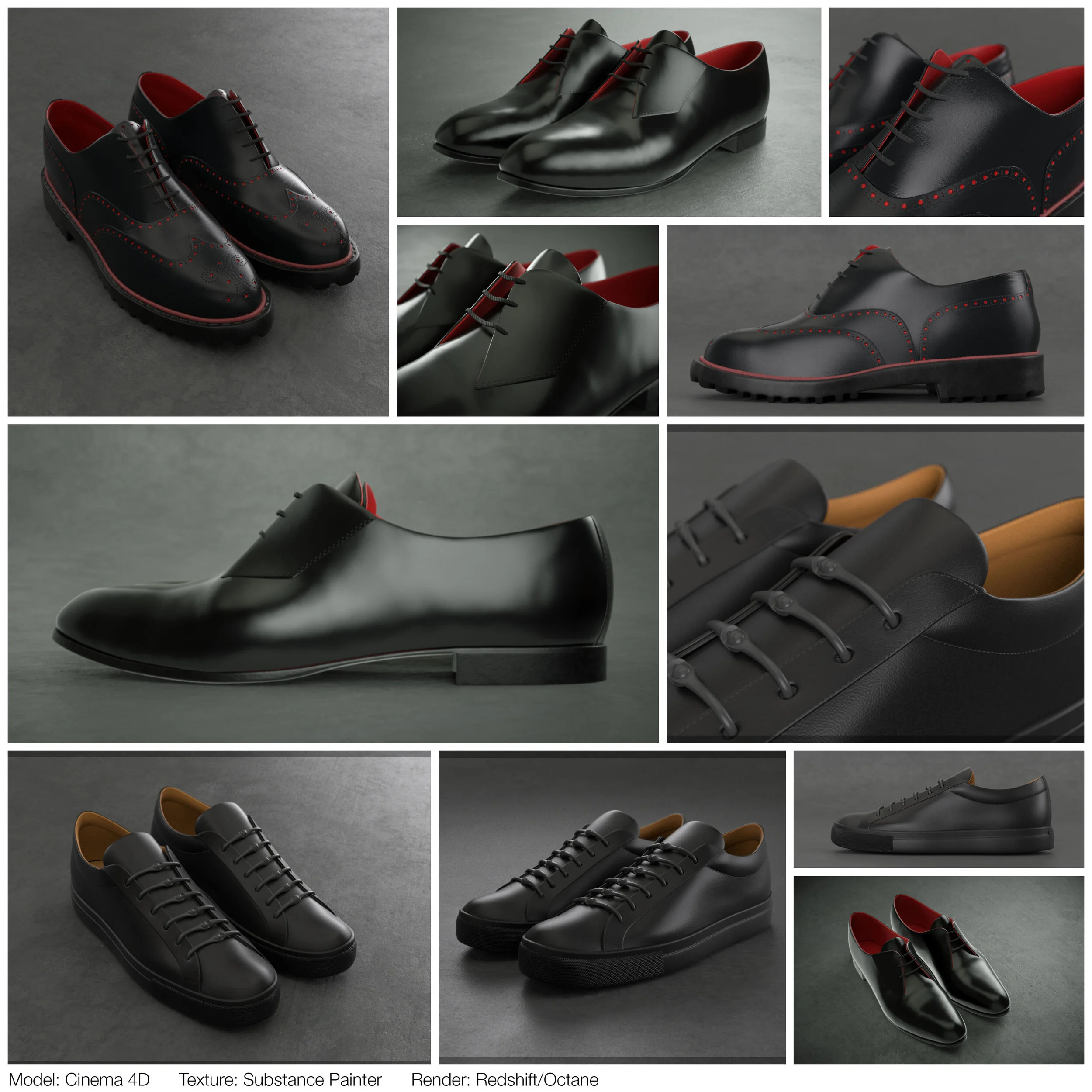 Shoes modelled and textured