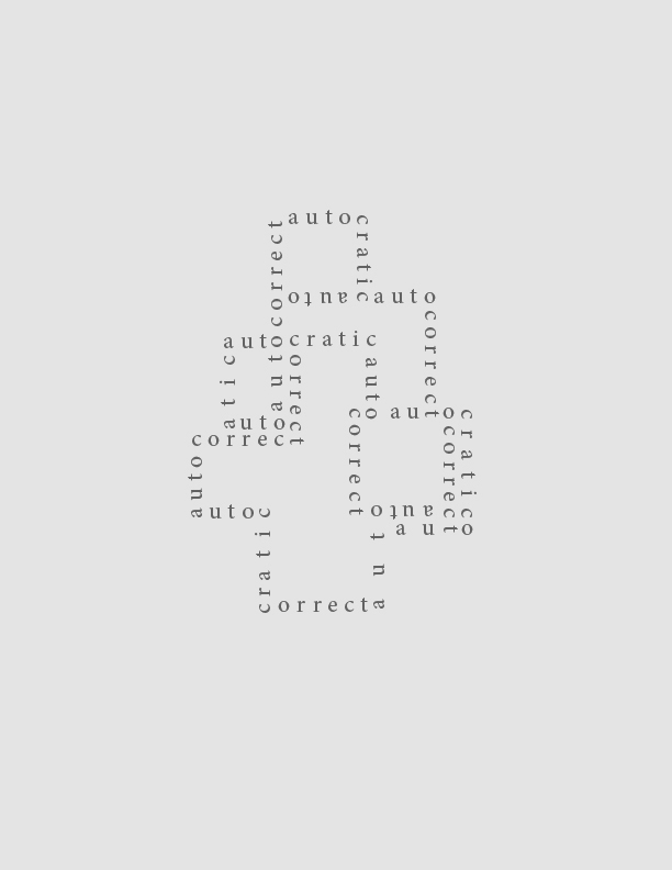 Unit of fragmented "autocratic" and "autocorrect" words that forms the base structure