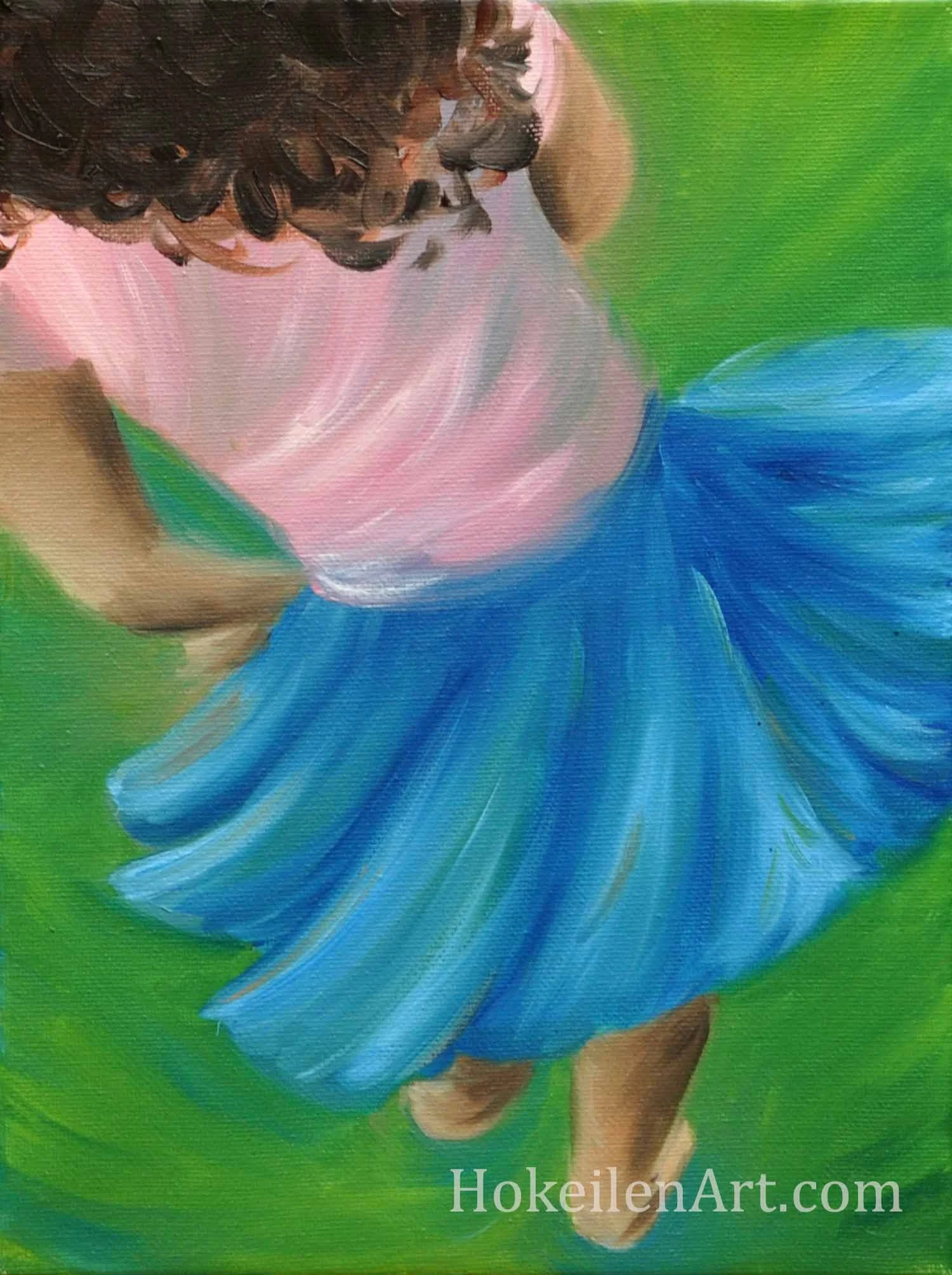 Twirling Girl, oil on canvas, 9"x12"