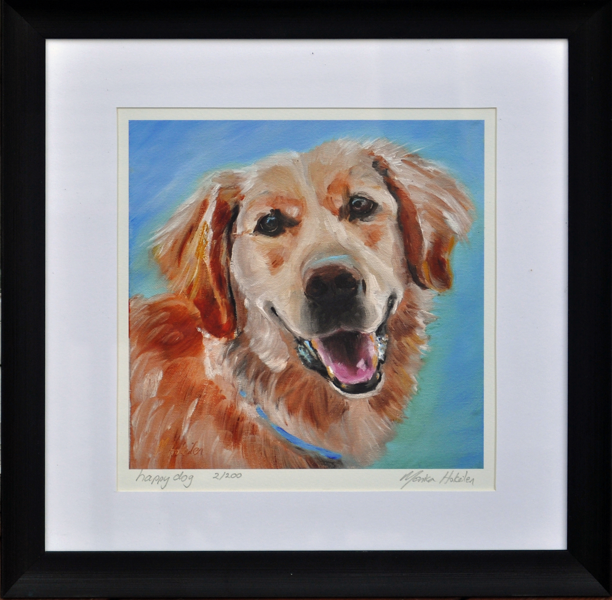 Happy Dog, matted and framed fine art print