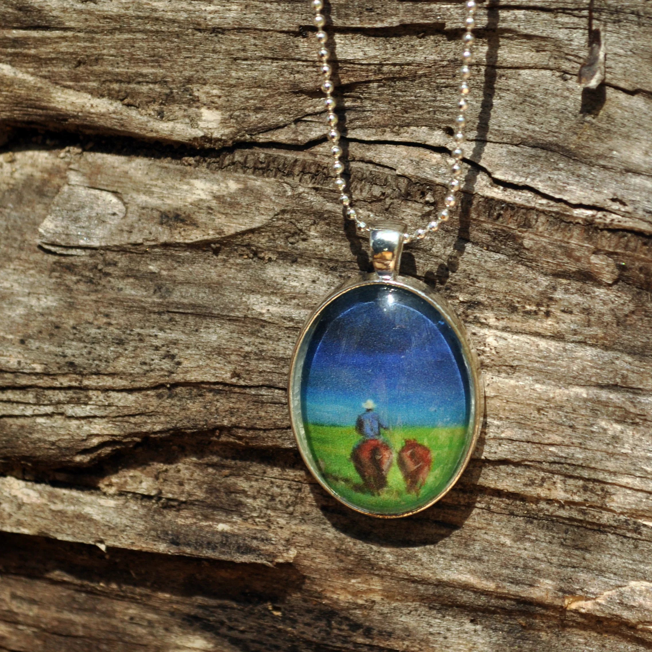 Rider with Two Horses by Monica Hokeilen, pendant