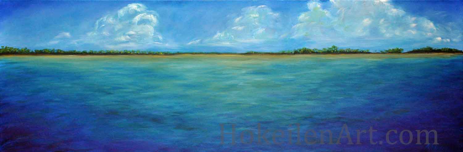Pirata Playa by Monica Hokeilen, oil on canvas, 36x12 inches