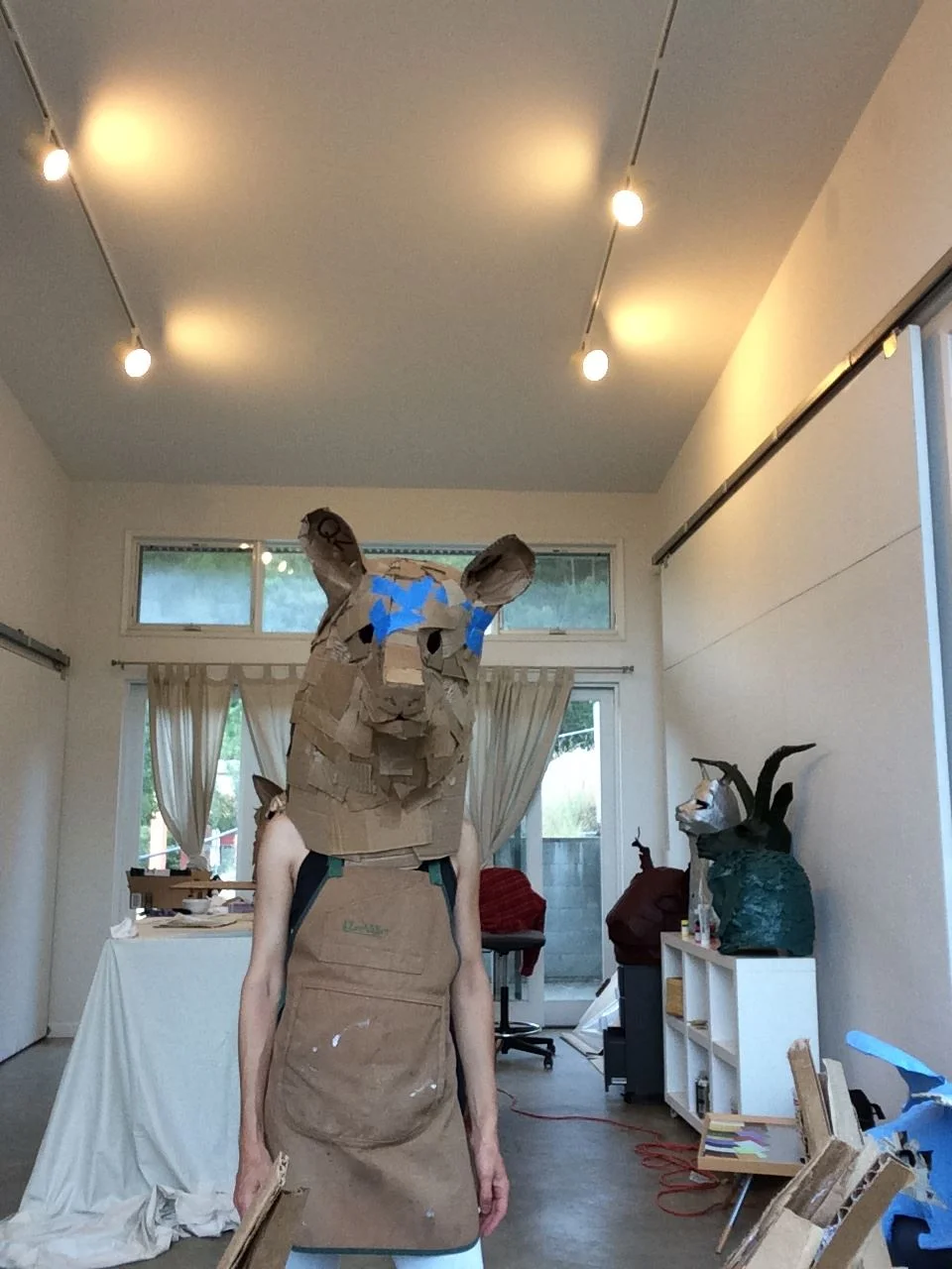 Bear head in process at the Montalvo Art Center, July 2016