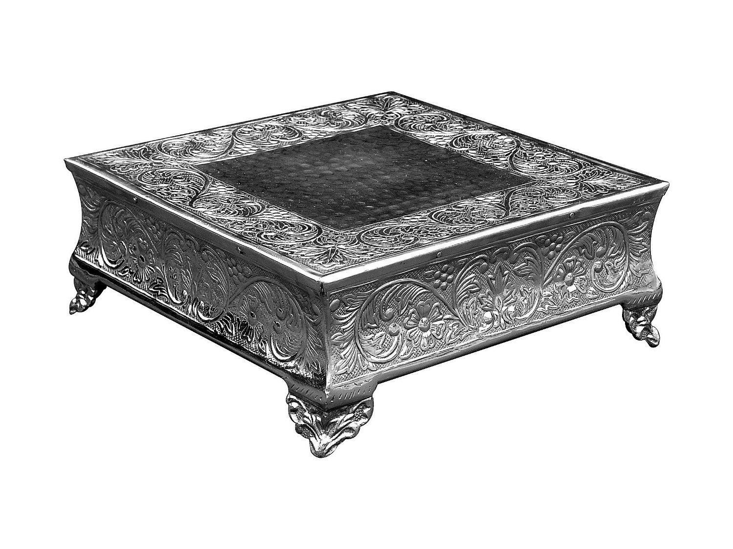 Square Silver Cake Stand Rental Mobile Al