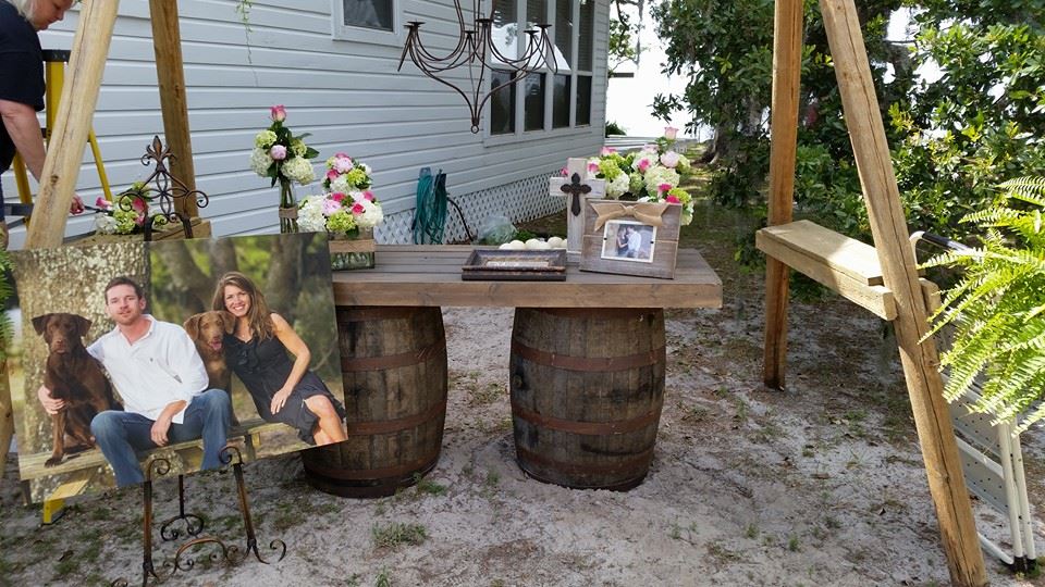 Whiskey Barrel Table For Rent