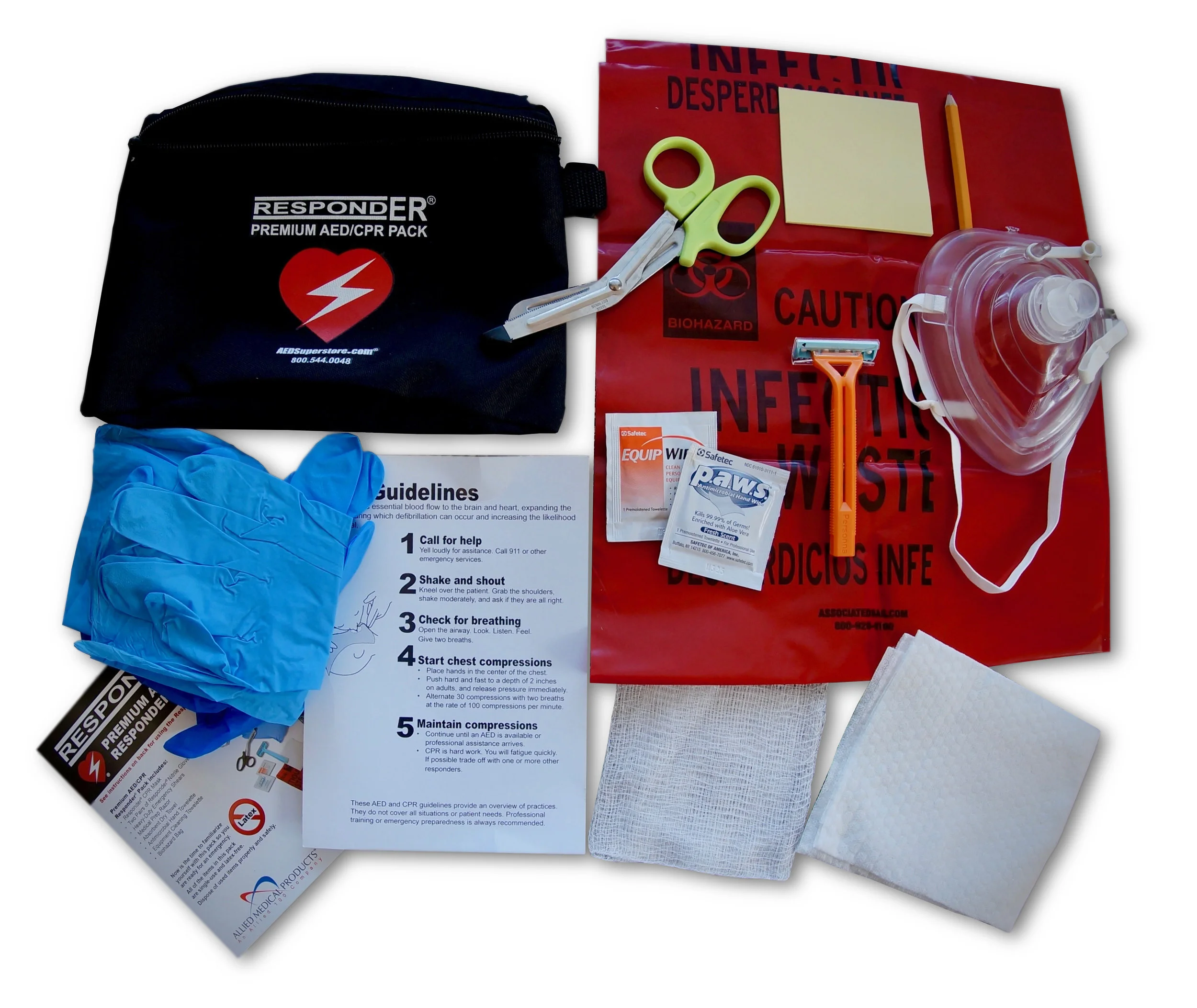 Responder Premium CPR/AED kit and Mask in nylon pouch