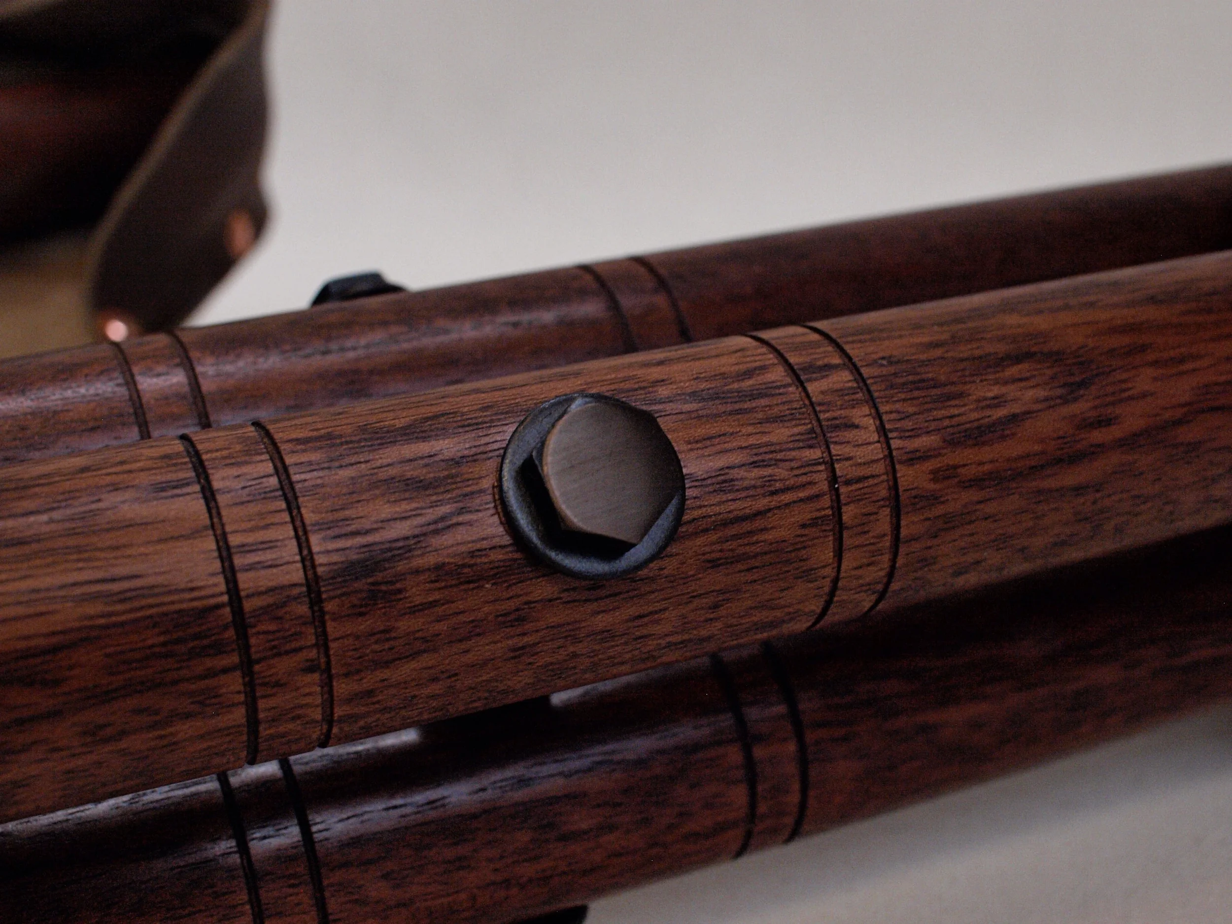 Tri-bolt hardware after Flax Oil treatment