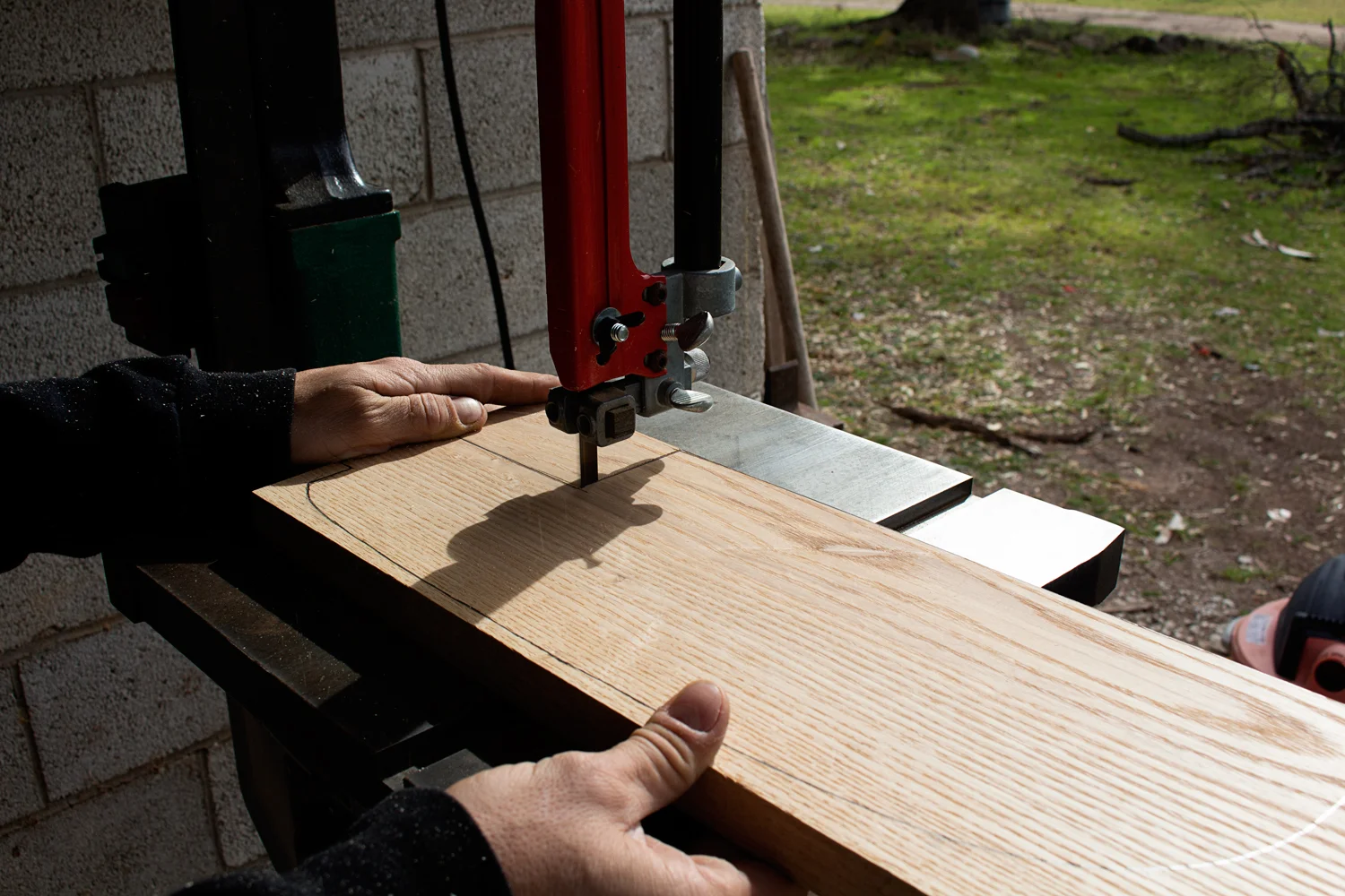 Cutting the B-Pillars to size on the bandsaw